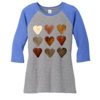 Juneteenth Diversity Heart Skin Black Pride Melanin Kindness Funny Gift Women's Tri-Blend 3/4-Sleeve Raglan Shirt