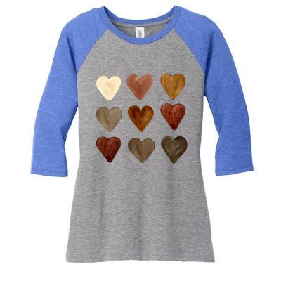 Juneteenth Diversity Heart Skin Black Pride Melanin Kindness Funny Gift Women's Tri-Blend 3/4-Sleeve Raglan Shirt