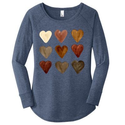 Juneteenth Diversity Heart Skin Black Pride Melanin Kindness Funny Gift Women's Perfect Tri Tunic Long Sleeve Shirt