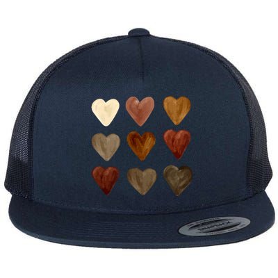 Juneteenth Diversity Heart Skin Black Pride Melanin Kindness Funny Gift Flat Bill Trucker Hat