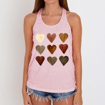 Juneteenth Diversity Heart Skin Black Pride Melanin Kindness Funny Gift Women's Knotted Racerback Tank