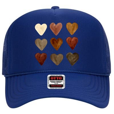 Juneteenth Diversity Heart Skin Black Pride Melanin Kindness Funny Gift High Crown Mesh Back Trucker Hat