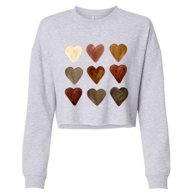 Juneteenth Diversity Heart Skin Black Pride Melanin Kindness Funny Gift Cropped Pullover Crew