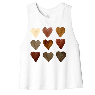 Juneteenth Diversity Heart Skin Black Pride Melanin Kindness Funny Gift Women's Racerback Cropped Tank