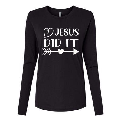 Jesus Did It Inspirational Graphic Womens Cotton Relaxed Long Sleeve T-Shirt