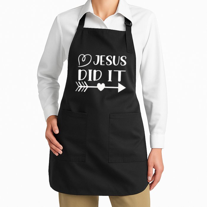 Jesus Did It Inspirational Graphic Full-Length Apron With Pockets
