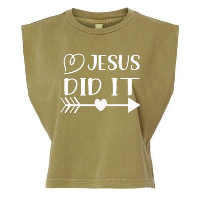 Jesus Did It Inspirational Graphic Garment-Dyed Women's Muscle Tee