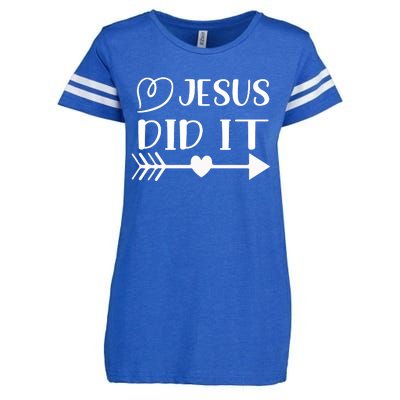 Jesus Did It Inspirational Graphic Enza Ladies Jersey Football T-Shirt