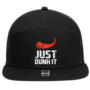 Just Dunk It! Basketball Player Slam Dunk 7 Panel Mesh Trucker Snapback Hat