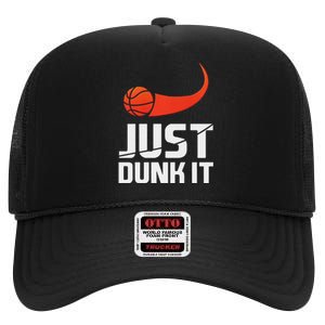 Just Dunk It! Basketball Player Slam Dunk High Crown Mesh Back Trucker Hat