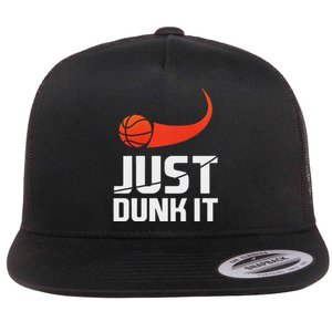 Just Dunk It! Basketball Player Slam Dunk Flat Bill Trucker Hat