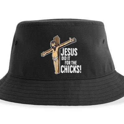 Jesus Did It For The Chicks Christian Cross Sustainable Bucket Hat