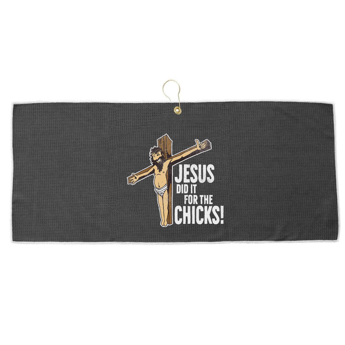Jesus Did It For The Chicks Christian Cross Large Microfiber Waffle Golf Towel
