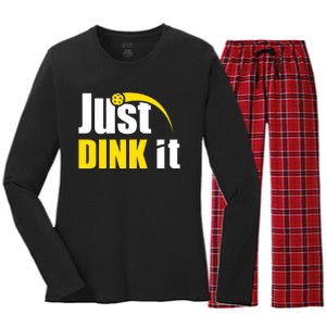 Just Dink It Funny Pickleball Play Pickle Ball Women's Long Sleeve Flannel Pajama Set 