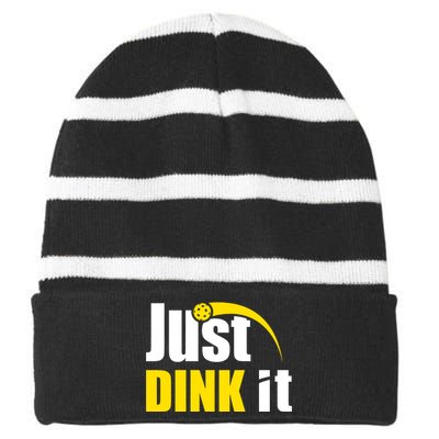 Just Dink It Funny Pickleball Play Pickle Ball Striped Beanie with Solid Band