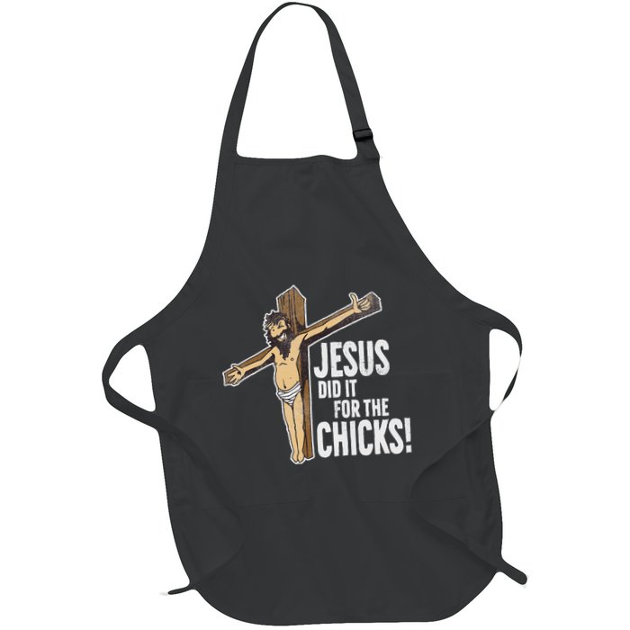 Jesus Did It For The Chicks Christian Cross Full-Length Apron With Pockets