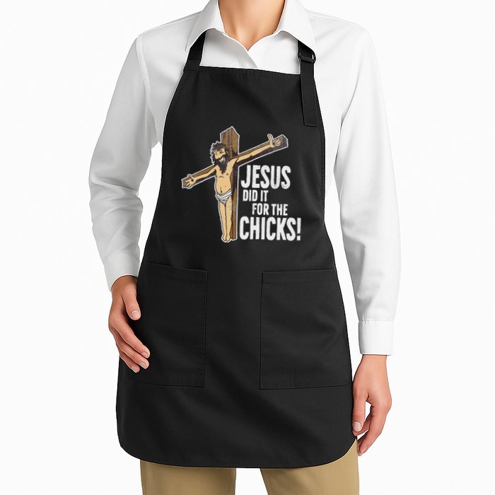 Jesus Did It For The Chicks Christian Cross Full-Length Apron With Pockets