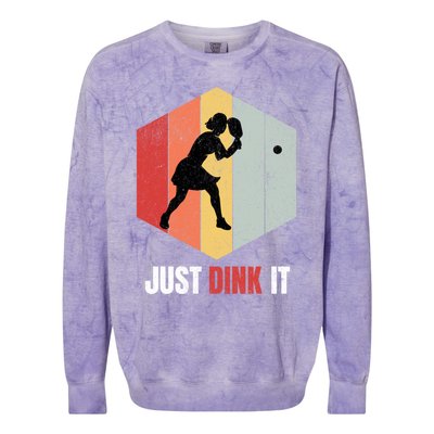 Just Dink It Vintage Pickle Ball And Pickleball Fan Gift Colorblast Crewneck Sweatshirt