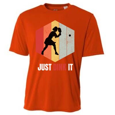 Just Dink It Vintage Pickle Ball And Pickleball Fan Gift Cooling Performance Crew T-Shirt