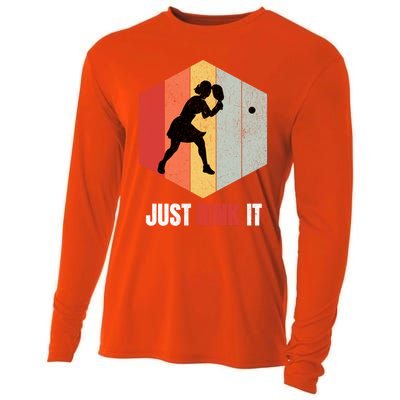 Just Dink It Vintage Pickle Ball And Pickleball Fan Gift Cooling Performance Long Sleeve Crew