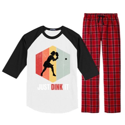 Just Dink It Vintage Pickle Ball And Pickleball Fan Gift Raglan Sleeve Pajama Set