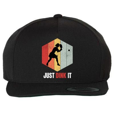 Just Dink It Vintage Pickle Ball And Pickleball Fan Gift Wool Snapback Cap