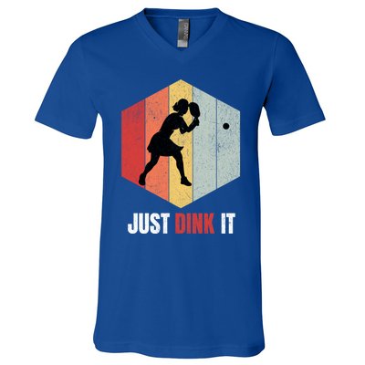 Just Dink It Vintage Pickle Ball And Pickleball Fan Gift V-Neck T-Shirt