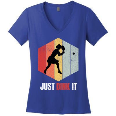 Just Dink It Vintage Pickle Ball And Pickleball Fan Gift Women's V-Neck T-Shirt