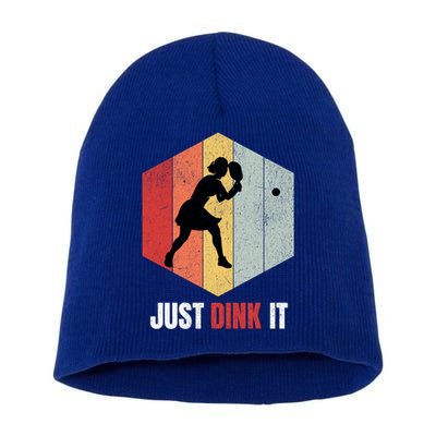 Just Dink It Vintage Pickle Ball And Pickleball Fan Gift Short Acrylic Beanie