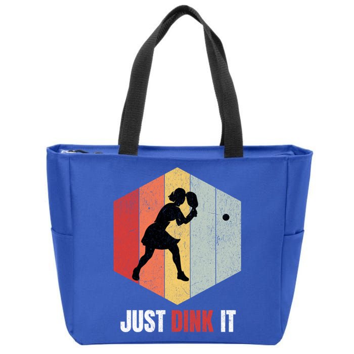 Just Dink It Vintage Pickle Ball And Pickleball Fan Gift Zip Tote Bag