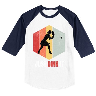 Just Dink It Vintage Pickle Ball And Pickleball Fan Gift Baseball Sleeve Shirt