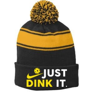 Just Dink It Funny Pickleball Play Pickle Ball Stripe Pom Pom Beanie