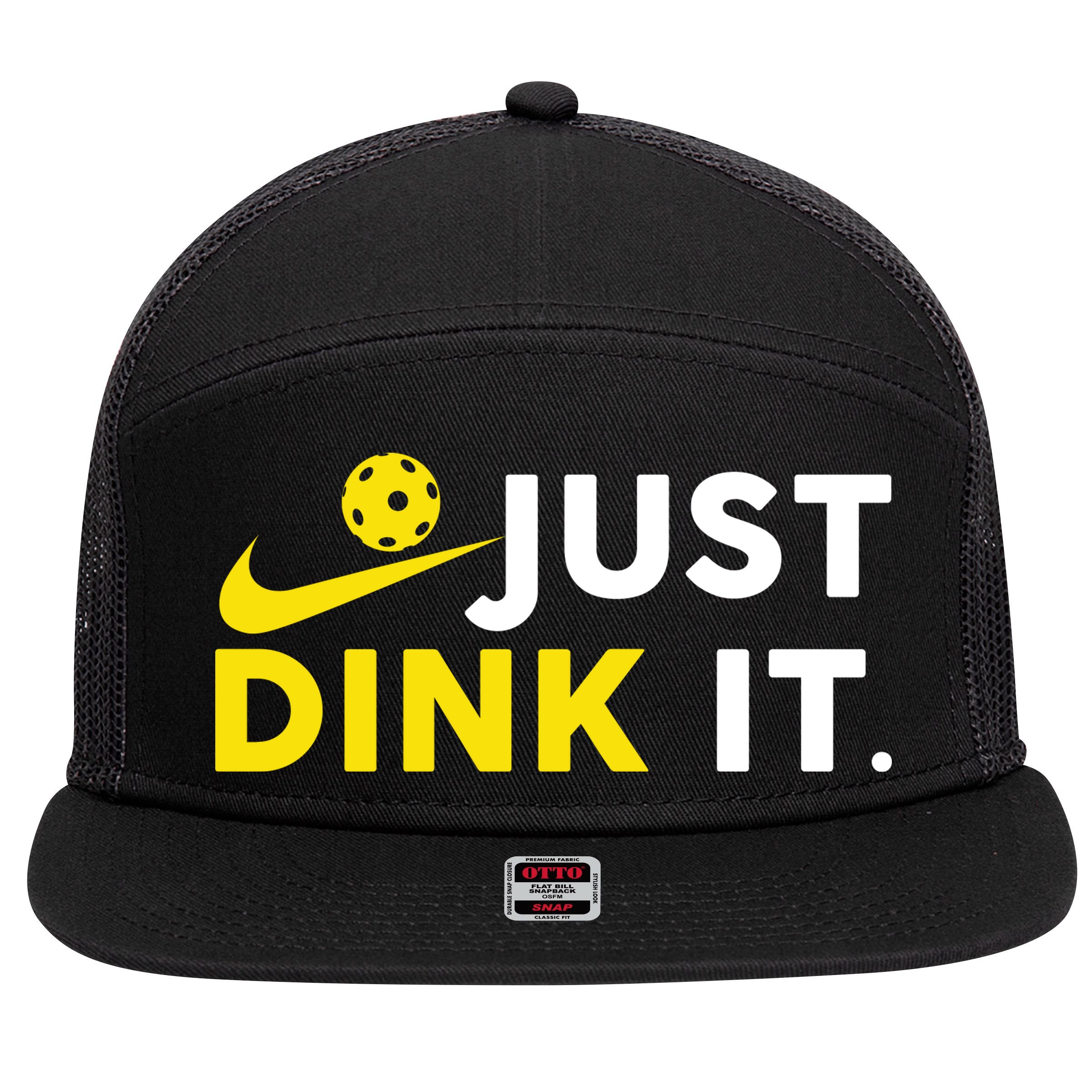 Just Dink It Funny Pickleball Play Pickle Ball 7 Panel Mesh Trucker Snapback Hat