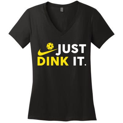 Just Dink It Funny Pickleball Play Pickle Ball Women's V-Neck T-Shirt