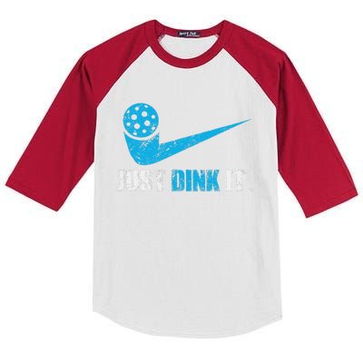 Just Dink It Pickleball Player Fan Gift Kids Colorblock Raglan Jersey