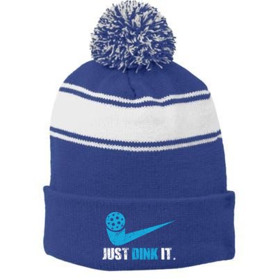Just Dink It Pickleball Player Fan Gift Stripe Pom Pom Beanie