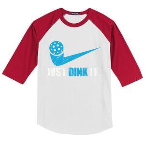 Just Dink It Pickleball Player Fan Gift Kids Colorblock Raglan Jersey