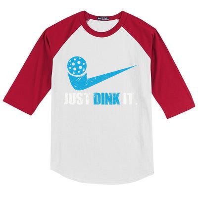 Just Dink It Pickleball Player Fan Gift Kids Colorblock Raglan Jersey