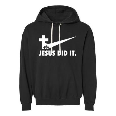 Jesus Did It Cross Garment-Dyed Fleece Hoodie
