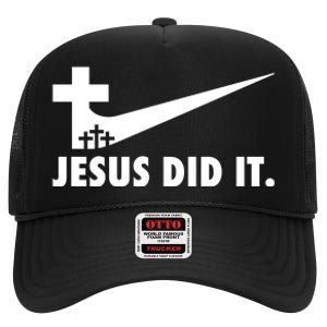 Jesus Did It Cross High Crown Mesh Back Trucker Hat