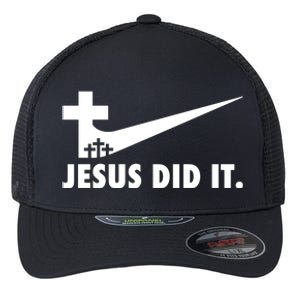 Jesus Did It Cross Flexfit Unipanel Trucker Cap