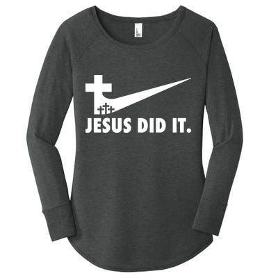 Jesus Did It Cross Women's Perfect Tri Tunic Long Sleeve Shirt
