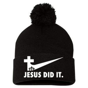 Jesus Did It Cross Pom Pom 12in Knit Beanie