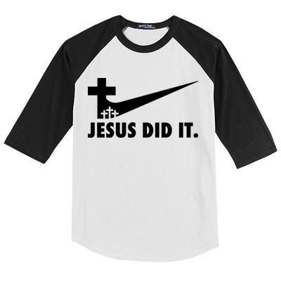Jesus Did It Cross Kids Colorblock Raglan Jersey