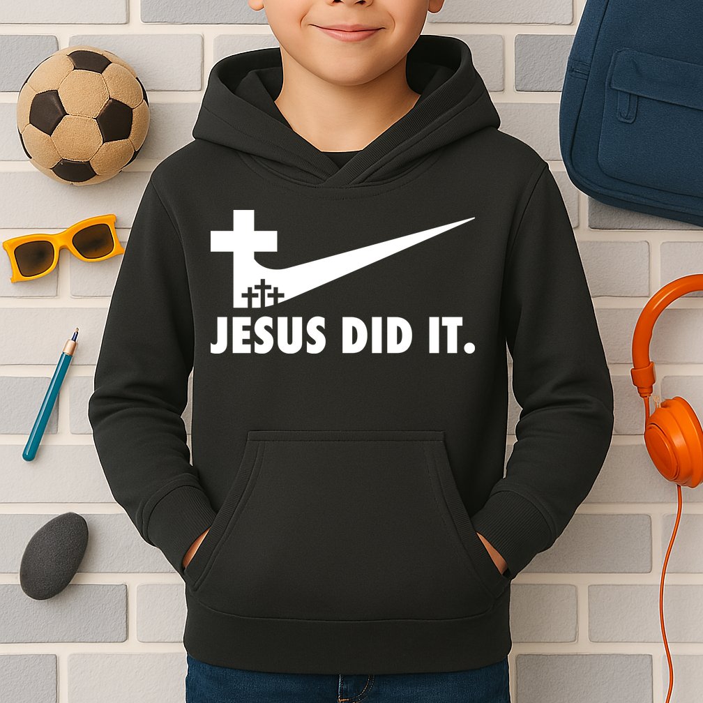 Jesus Did It Cross Kids Hoodie