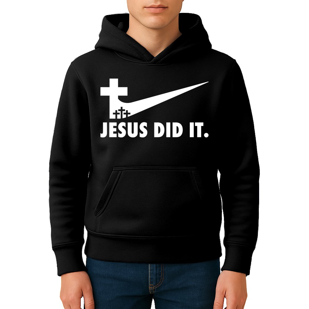 Jesus Did It Cross Kids Hoodie