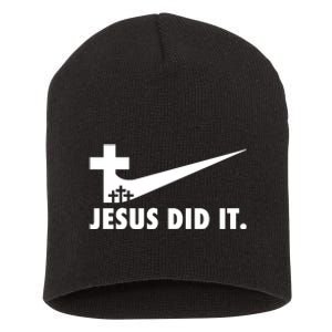 Jesus Did It Cross Short Acrylic Beanie