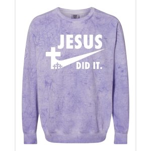 Jesus Did It Faith Cross Christian Colorblast Crewneck Sweatshirt