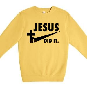 Jesus Did It Faith Cross Christian Premium Crewneck Sweatshirt