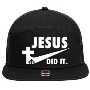 Jesus Did It Faith Cross Christian 7 Panel Mesh Trucker Snapback Hat